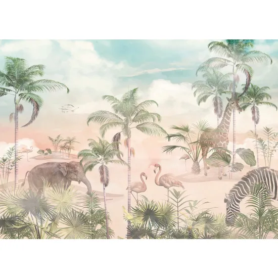 Papier peint panoramique Enfants - Animaux de la Jungle