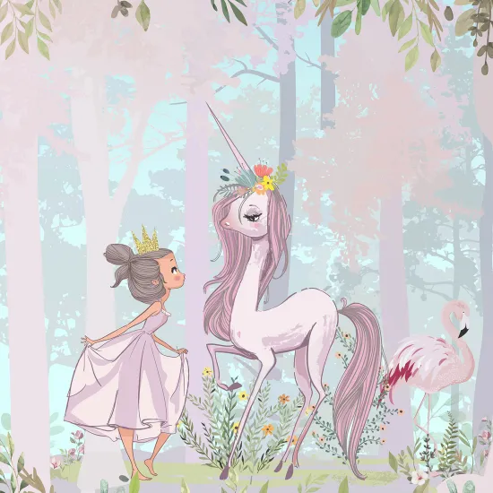 Papier peint panoramique Enfants - Princesse Licorne