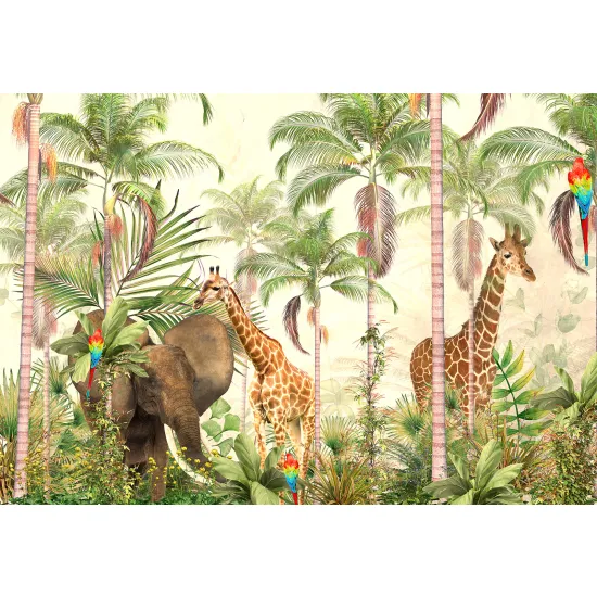 Papier peint panoramique Enfants - Animaux de la Jungle