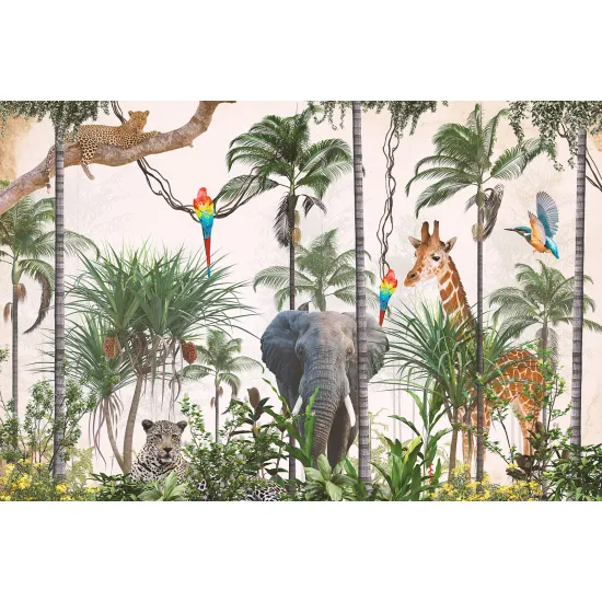 Papier peint panoramique Enfants - Animaux de la Jungle