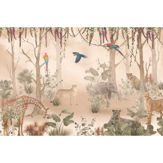 Papier peint panoramique Enfants - Animaux de la Jungle