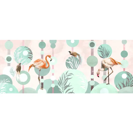 Papier peint panoramique - Flamants Roses