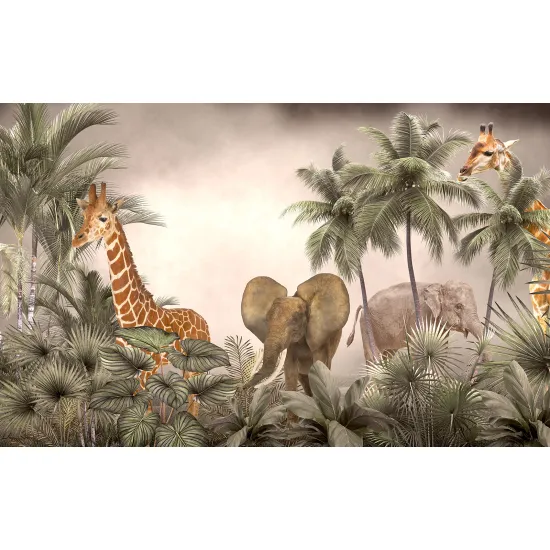 Papier peint panoramique Enfants - Animaux de la Jungle