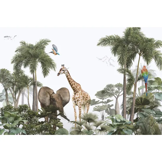 Papier peint panoramique Enfants - Animaux de la Jungle