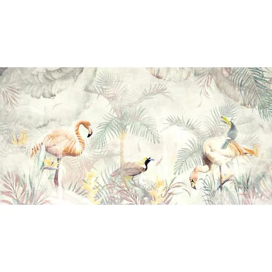 Papier peint panoramique - Flamants Roses