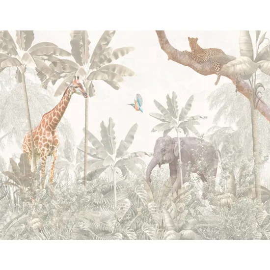 Papier peint panoramique Enfants - Animaux de la Jungle