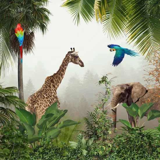 Papier peint panoramique - Animaux de la Jungle