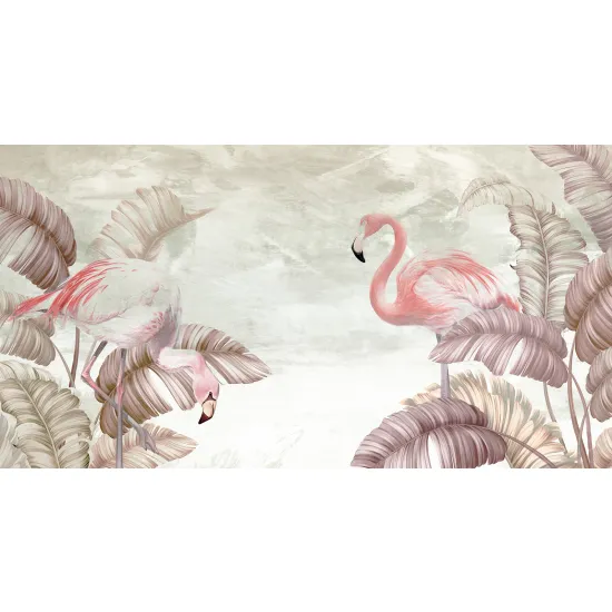 Papier peint panoramique - Flamants Roses