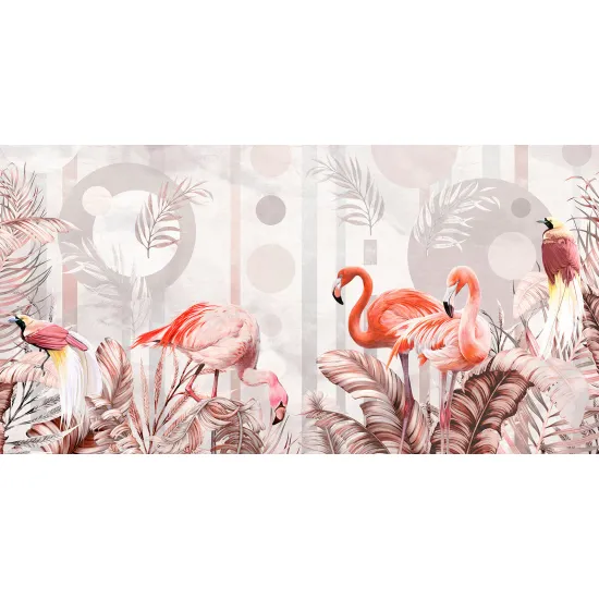 Papier peint panoramique - Flamants Roses