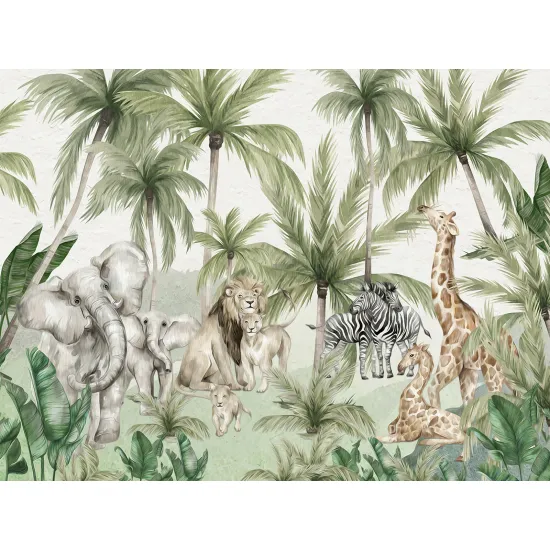 Papier peint panoramique Enfants - Animaux de la Jungle