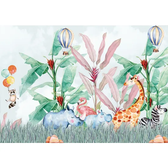 Papier peint panoramique Enfants - Animaux de la Jungle