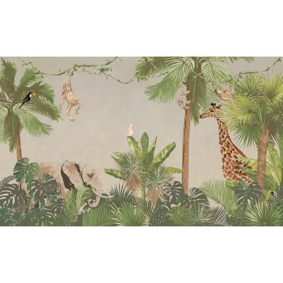 Papier peint panoramique Enfants - Animaux de la Jungle