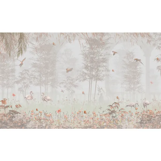 Papier peint panoramique Enfants - Flamants Roses