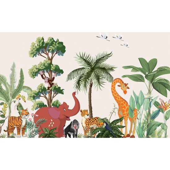 Papier peint panoramique Enfants - Animaux de la Jungle