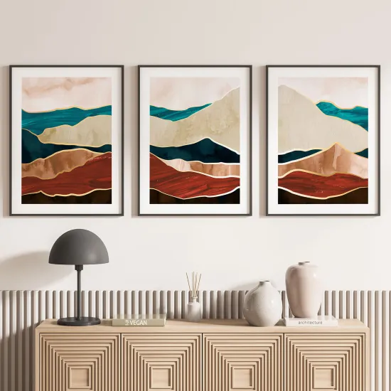 Lot de 3 Affiches / Posters Triptyque - Vagues Design