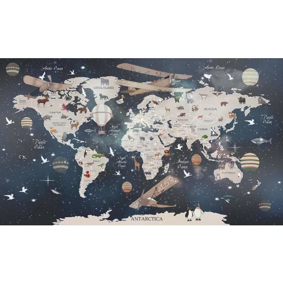 Papier peint panoramique Enfants - Carte du Monde