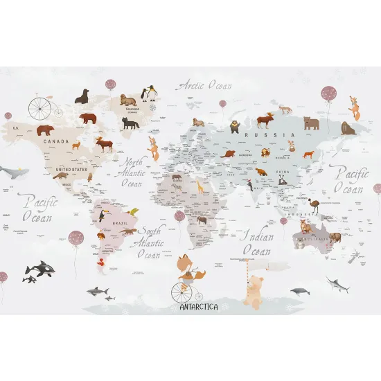 Papier peint panoramique Enfants - Carte du Monde