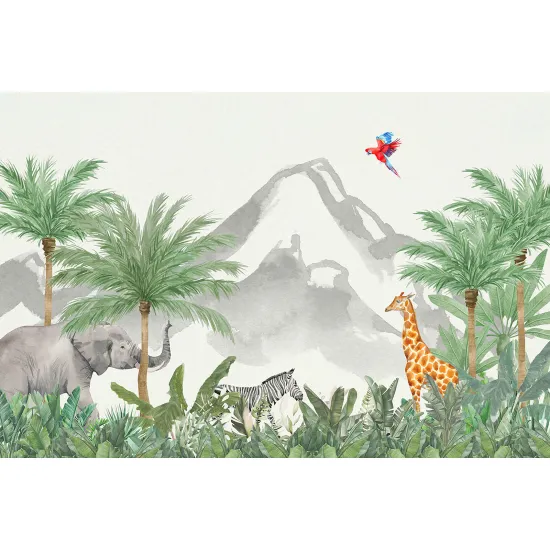 Papier peint panoramique Enfants - Animaux de la Jungle