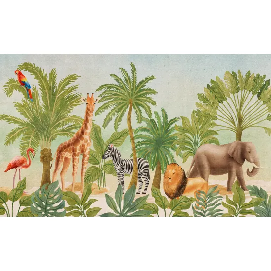 Papier peint panoramique Enfants - Animaux de la Jungle