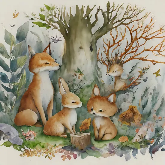 Papier peint panoramique Enfants - Animaux de la Forêt