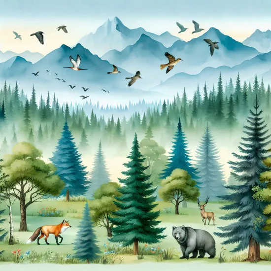 Papier peint panoramique Enfants - Animaux de la Forêt