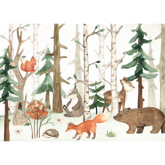 Papier peint panoramique Enfants - Animaux de la Forêt