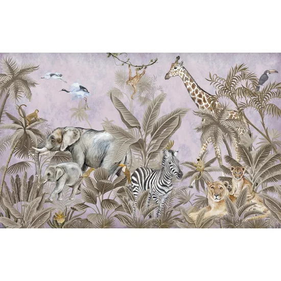 Papier peint panoramique Enfants - Animaux de la Jungle