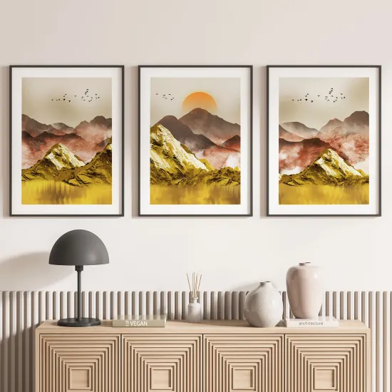 Lot de 3 Affiches / Posters Triptyque - Paysages Boho