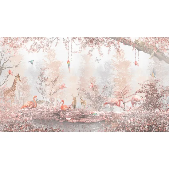 Papier peint panoramique - Flamants Roses