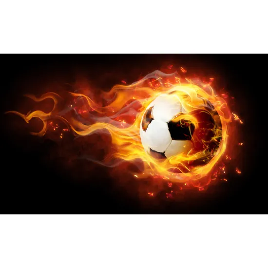 Papier peint panoramique Foot / Football - Ballon de foot en feu