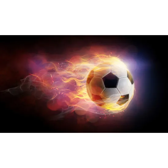 Papier peint panoramique Foot / Football - Ballon de foot en feu