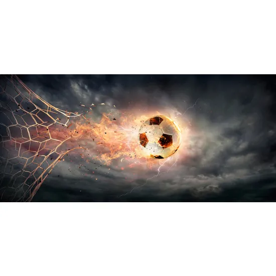 Papier peint panoramique Foot / Football - Ballon de foot en feu