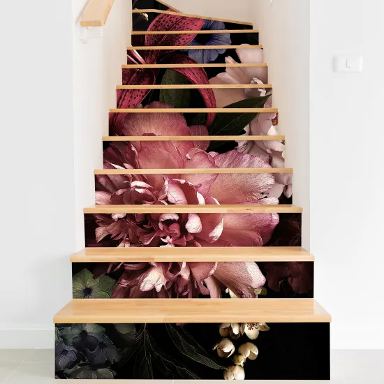 Stickers contremarches escalier - Fleurs