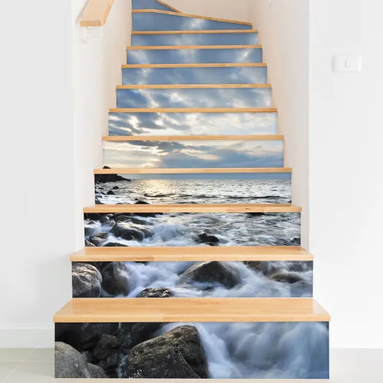 Stickers contremarches escalier - Vue Mer