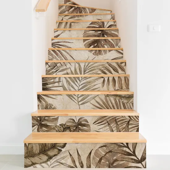 Stickers contremarches escalier - Feuilles tropicales