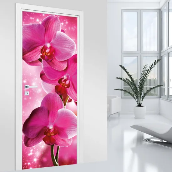 Stickers pour porte - Orchidée rose