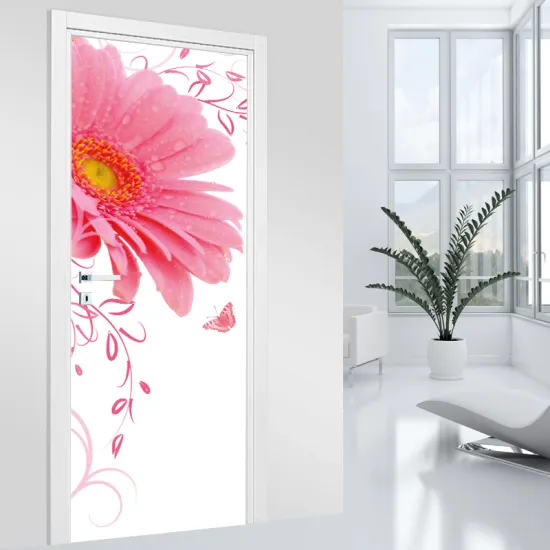 Stickers pour porte - Fleur rose