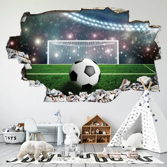 Stickers Trompe l'oeil trou dans le mur - Football