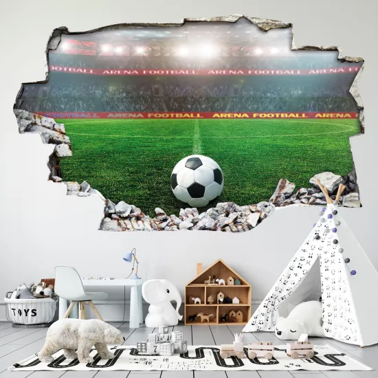 Stickers Trompe l'oeil trou dans le mur - Football