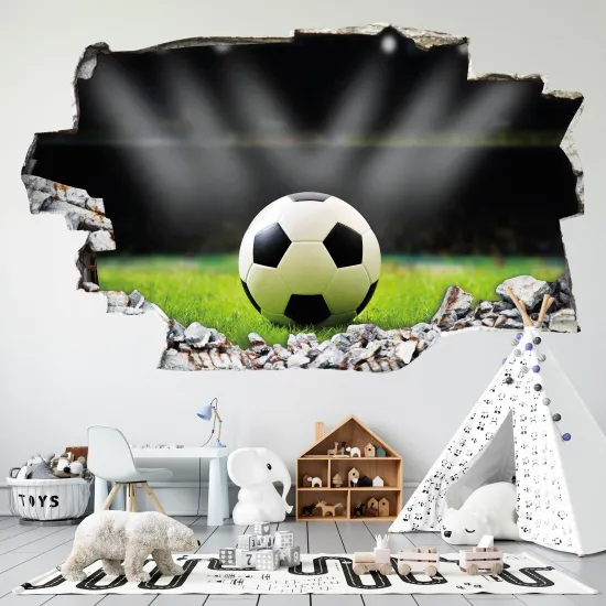 Stickers Trompe l'oeil trou dans le mur - Football