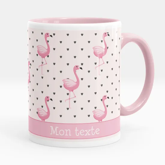 Mug - Tasse personnalisée - Flamants roses coeurs