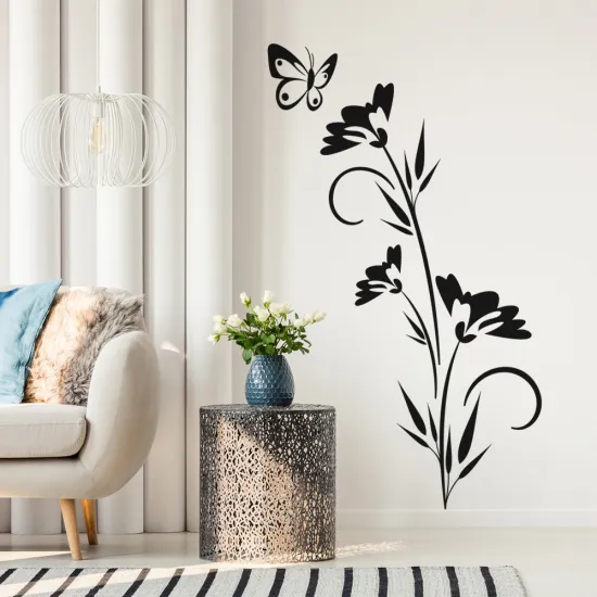 Sticker Mural - Fleur Papillon