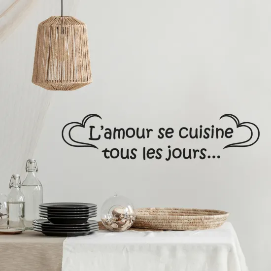 Sticker Mural - Citation L'amour se cuisine tous les jours