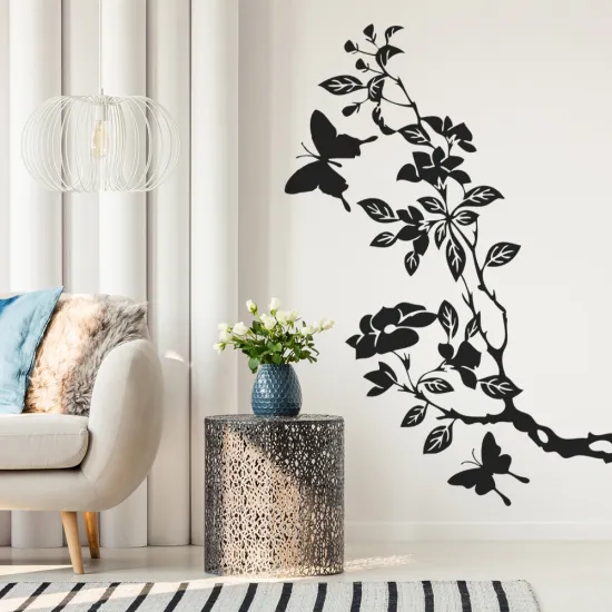 Sticker Mural - Fleurs Papillons