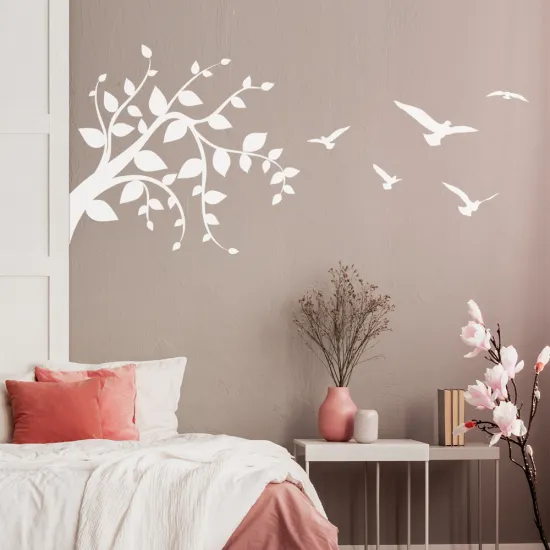 Sticker Mural - Branche Oiseaux