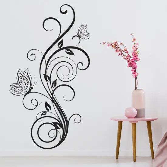 Sticker Mural - Fleurs Papillons