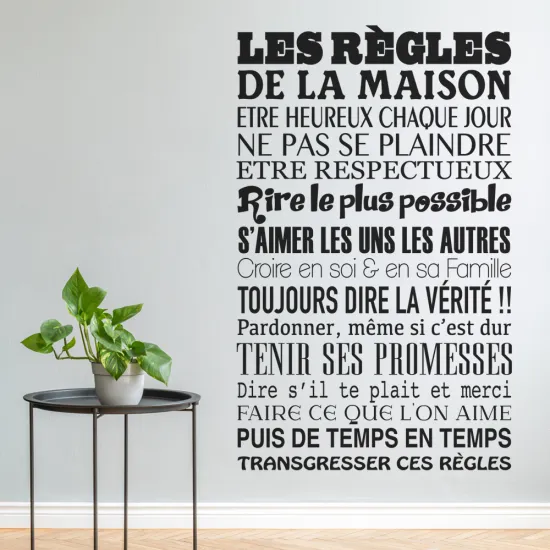 Sticker Mural - Citation Règles de la maison