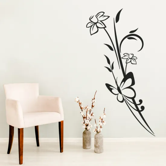 Sticker Mural - Fleurs Papillons