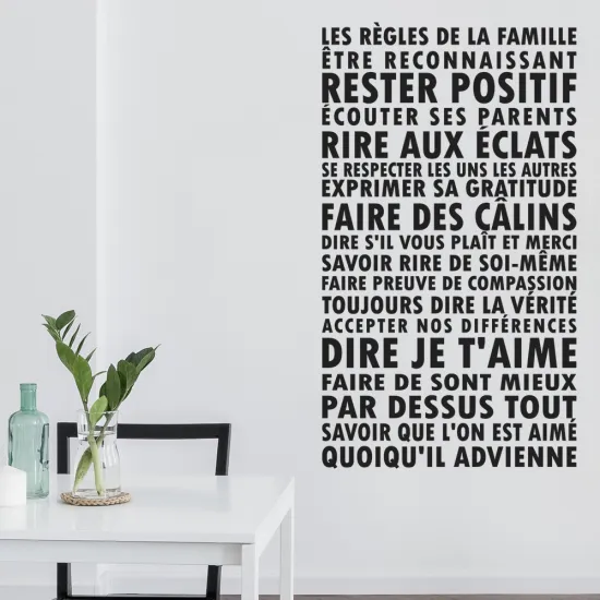 Sticker Mural - Citation Règles de la famille