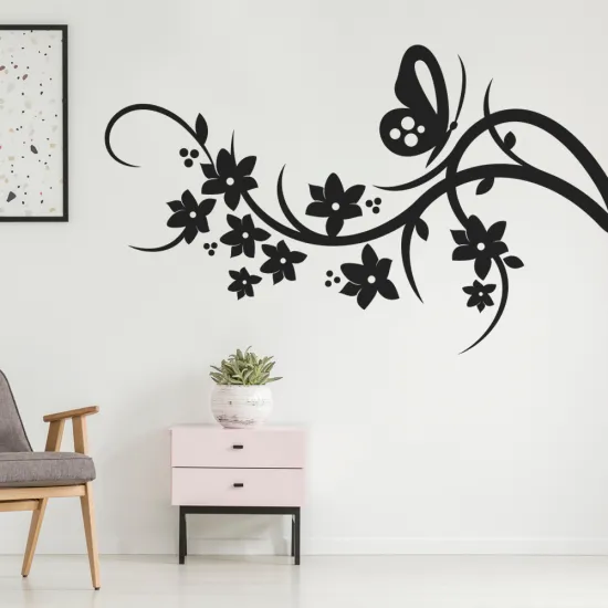 Sticker Mural - Fleurs Papillon